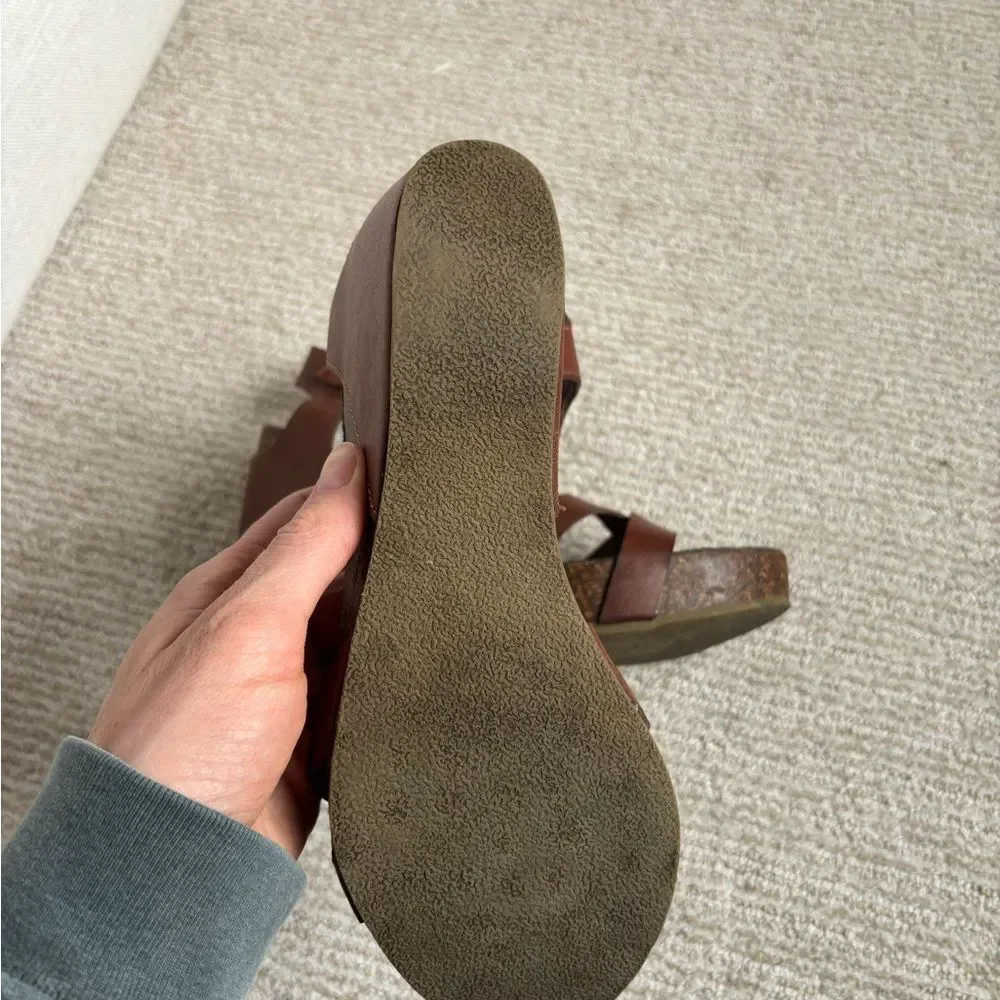 Blowfish Brown Wedge Sandals with Cork Heel - Picture 4 of 4